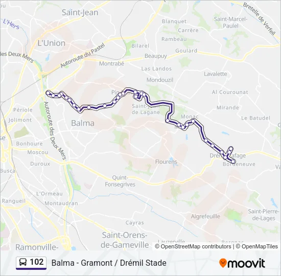 102 Bus Line Map