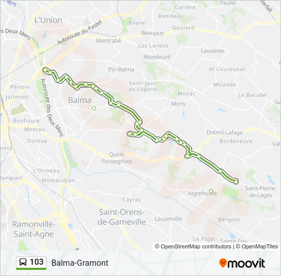 103 Bus Line Map