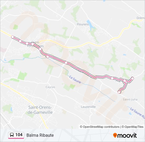 Plan de la ligne 104 de bus