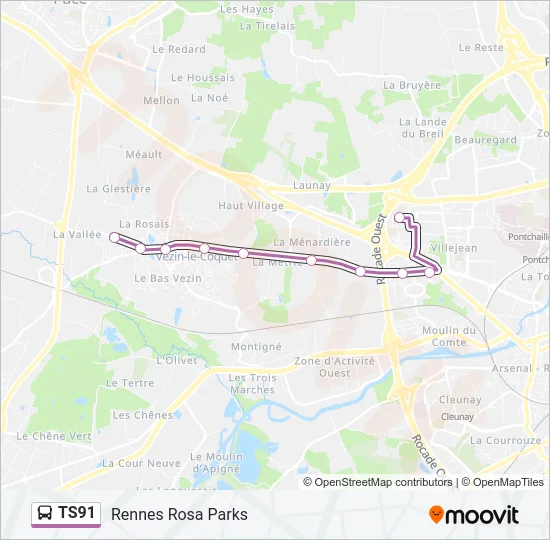 TS91 Bus Line Map