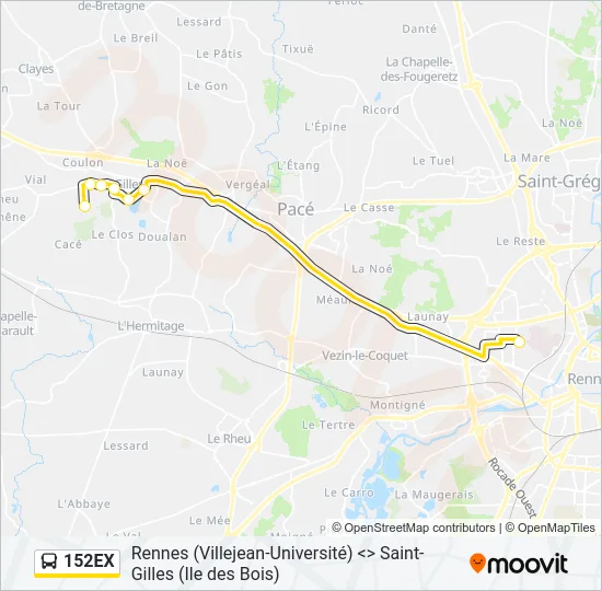 152EX Bus Line Map