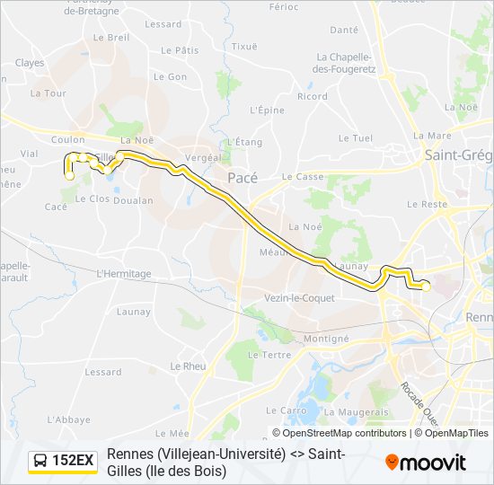 152EX bus Line Map