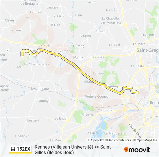 152EX Bus Line Map