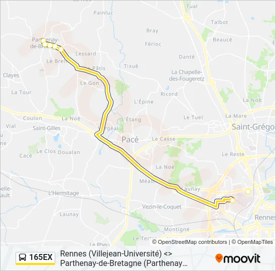165EX Bus Line Map