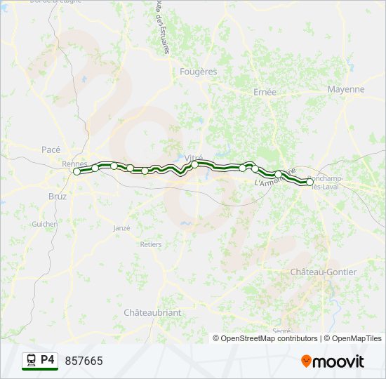 Plan de la ligne P4 de train