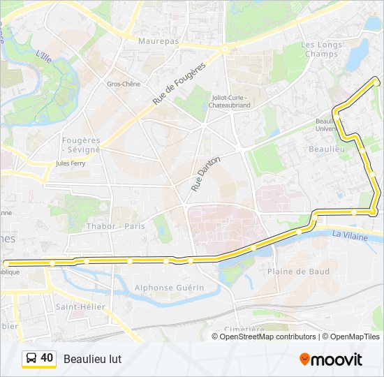 Plan de la ligne 40 de bus