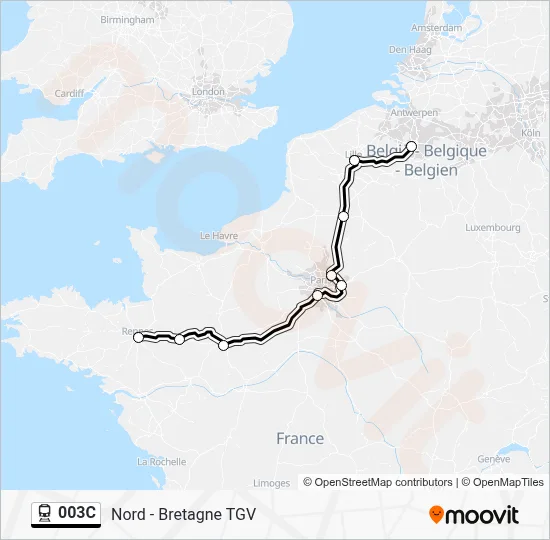 Plan de la ligne 003C de train