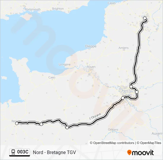Plan de la ligne 003C de train