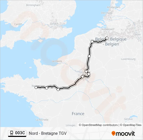 Plan de la ligne 003C de train
