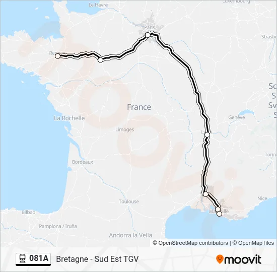 Plan de la ligne 081A de train
