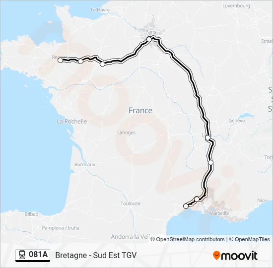 Plan de la ligne 081A de train