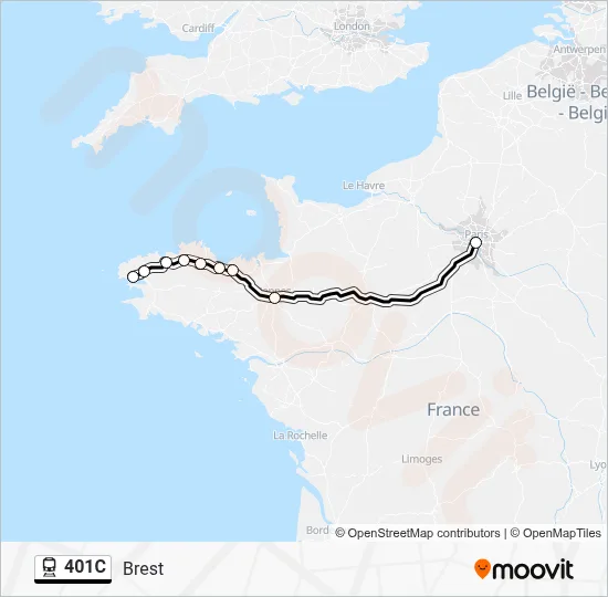 Plan de la ligne 401C de train