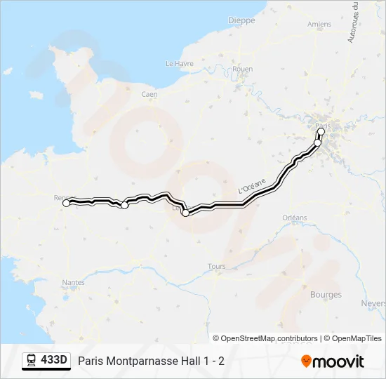 Mapa de 433D de tren