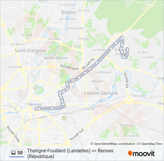 50 Bus Line Map