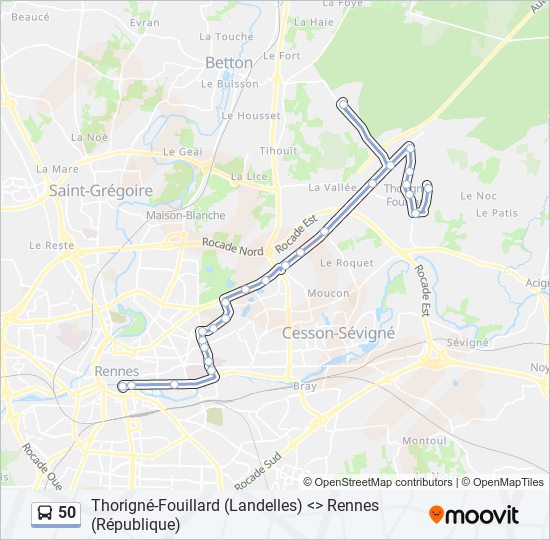 50 bus Line Map