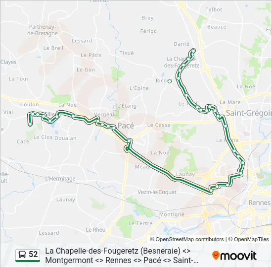 52 Bus Line Map