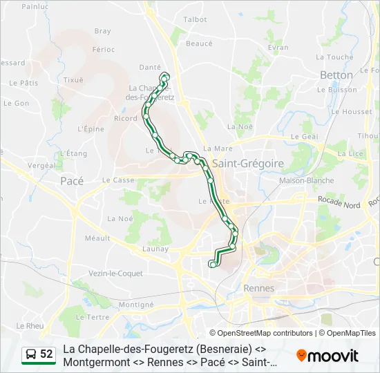 52 Bus Line Map