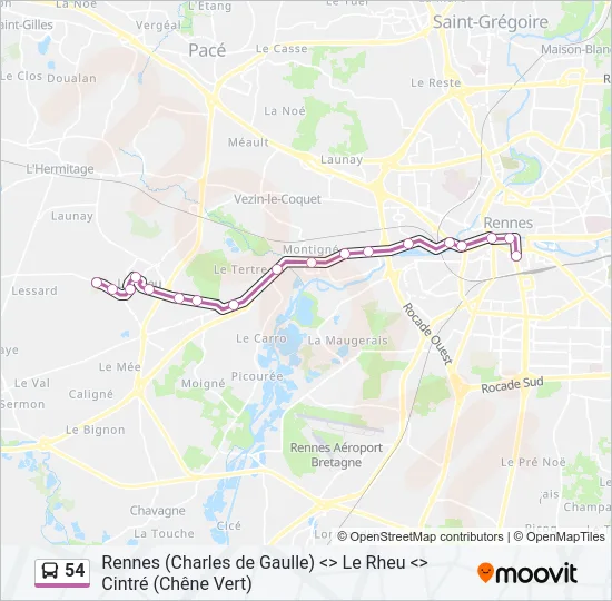 54 Bus Line Map