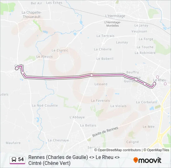 54 Bus Line Map
