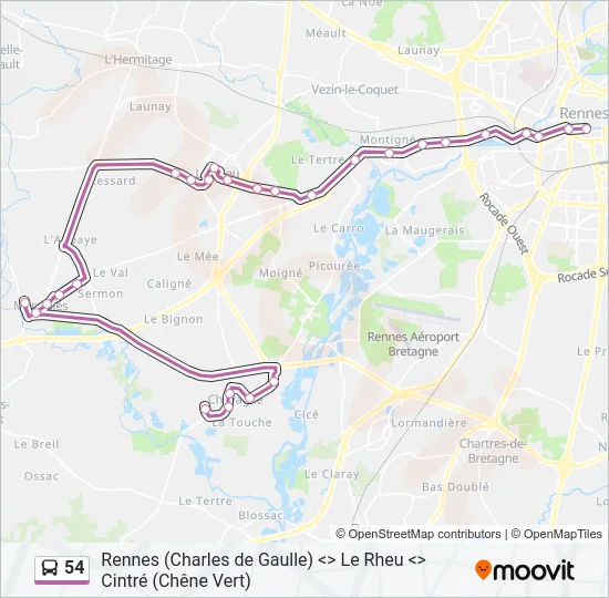 54 Bus Line Map