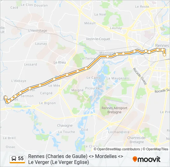 55 Bus Line Map