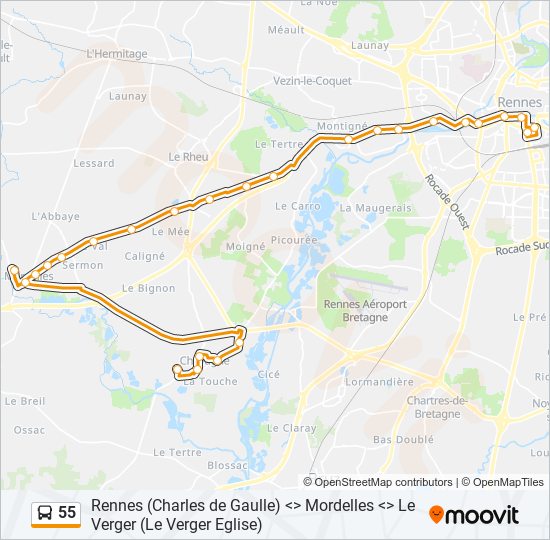 55 bus Line Map