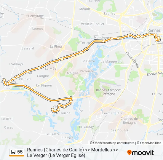 55 Bus Line Map