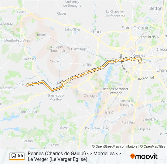 55 Bus Line Map