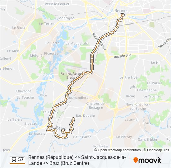 Plan de la ligne 57 de bus