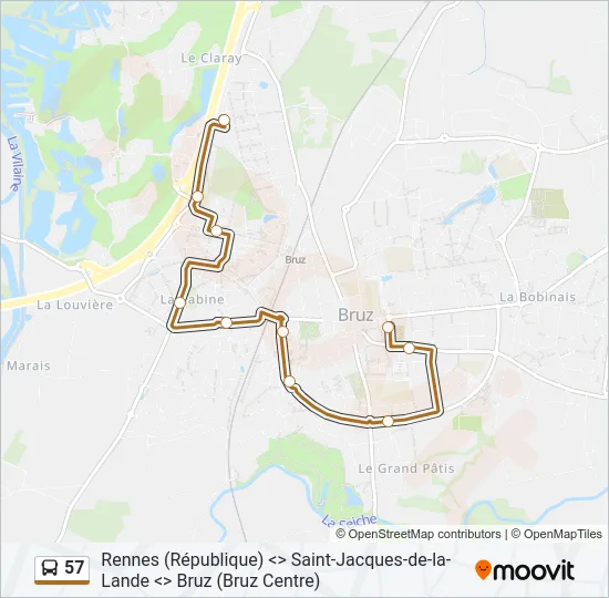 57 Bus Line Map