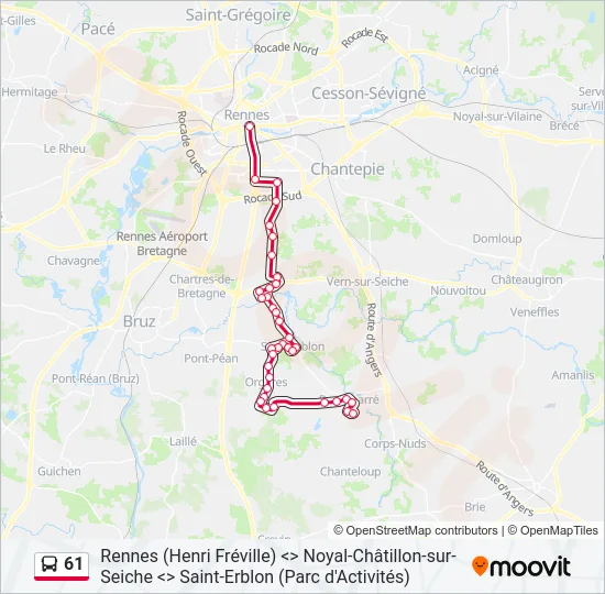 61 Bus Line Map