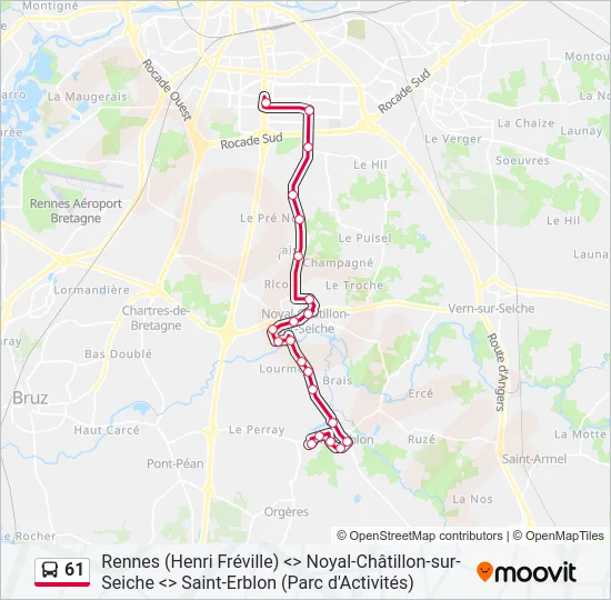 61 Bus Line Map