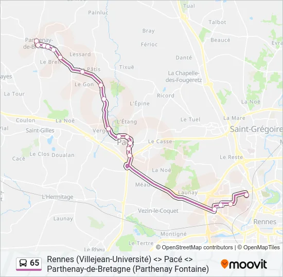 65 Bus Line Map