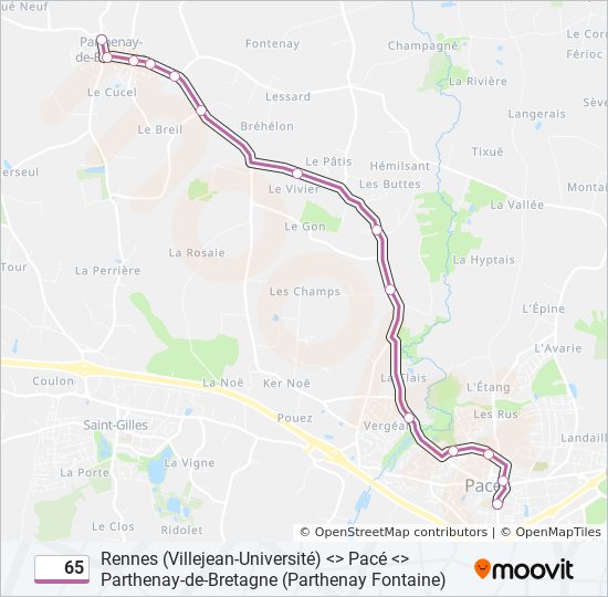 65 bus Line Map