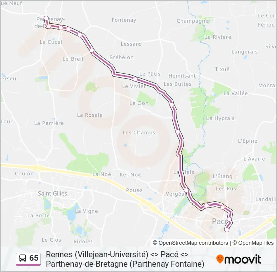 65 Bus Line Map