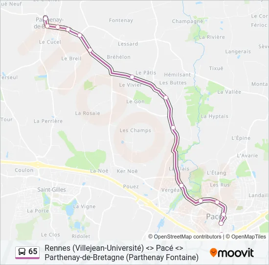 65 Bus Line Map