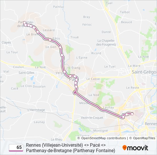 Mapa de 65 de autobús