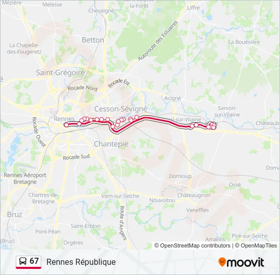 67 Bus Line Map