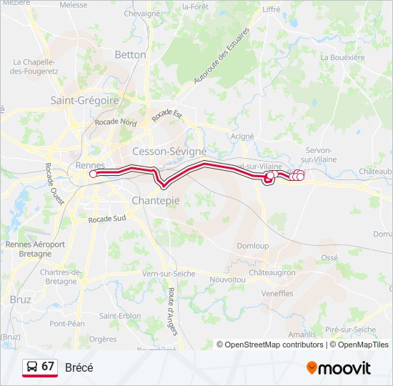 Plan de la ligne 67 de bus