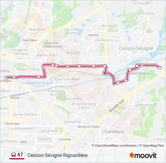 67 Bus Line Map