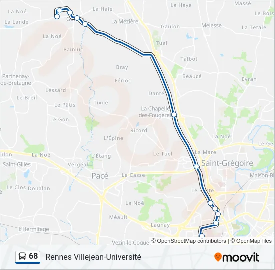 68 Bus Line Map