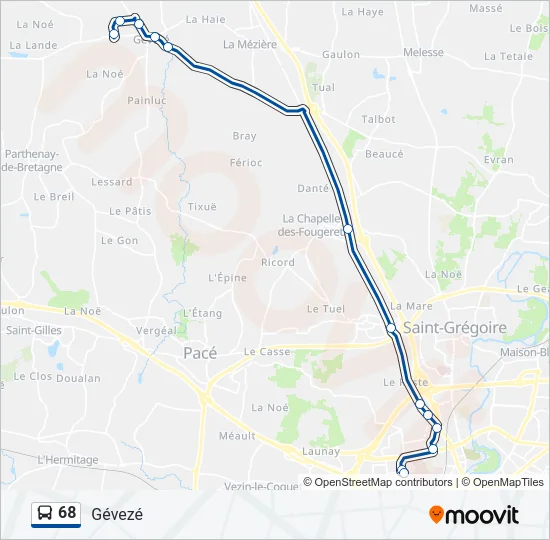 68 Bus Line Map