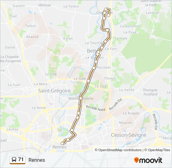 71 Bus Line Map