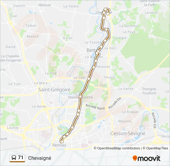 71 Bus Line Map