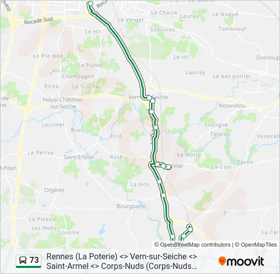 73 Bus Line Map
