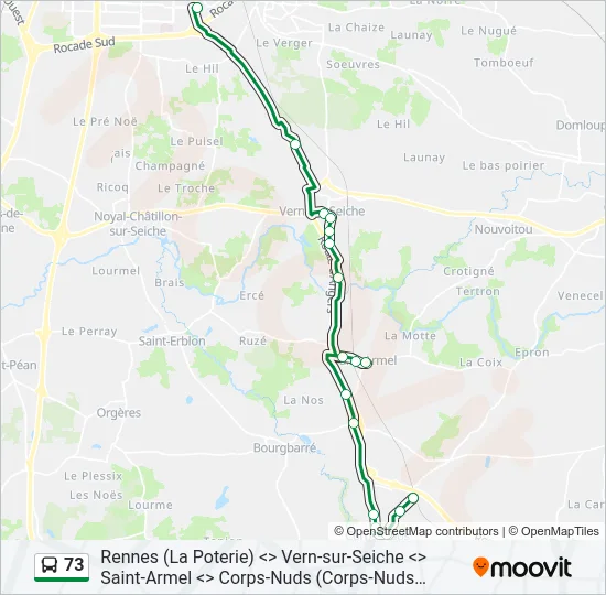 73 Bus Line Map