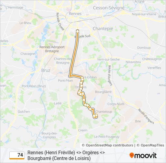 Mapa de 74 de autobús