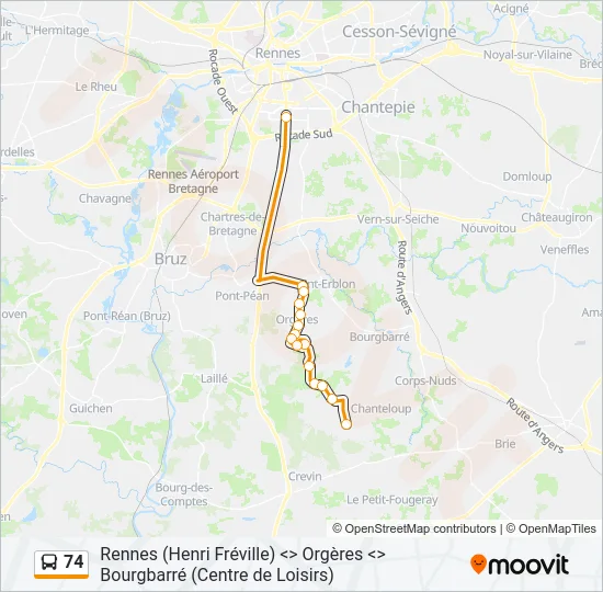 74 Bus Line Map