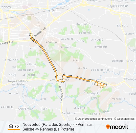 Mapa de 75 de autobús