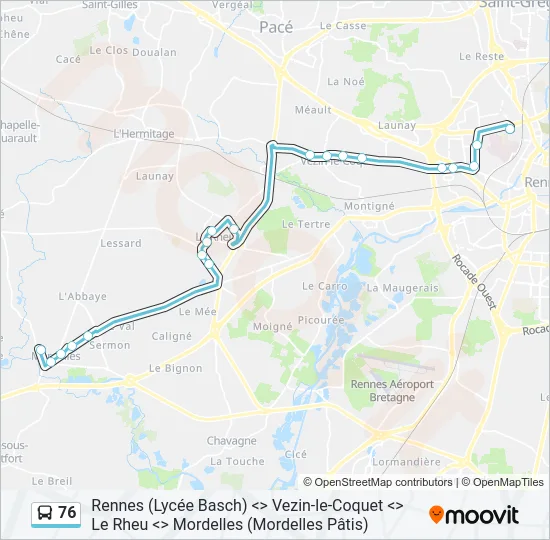 76 Bus Line Map